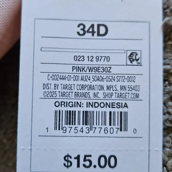 NWT Auden 34D Pastel Pink Lace Lightly Lined Racerback Bra – Front Clasp - Picture 6 of 7